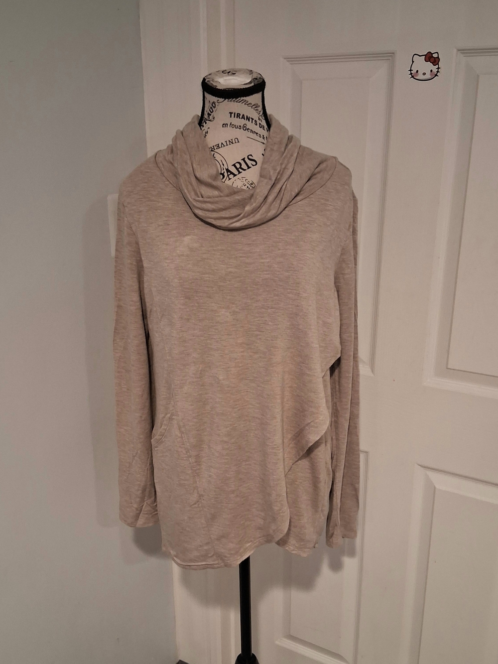 Magnolia Grace Womens Cream Cowl Neck Lightweight Sweater XL